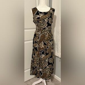 Studio I Black and Brown Paisley Dress, Size 12